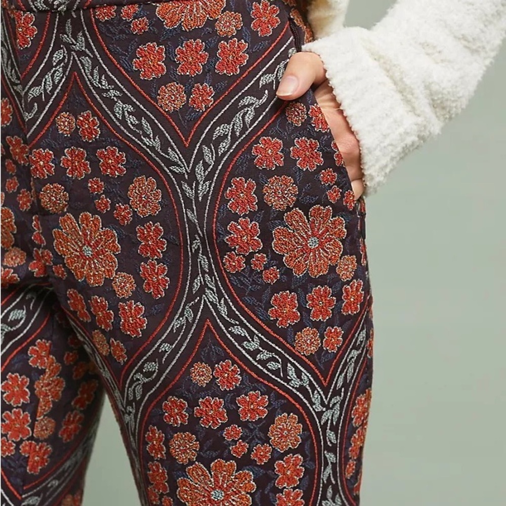 Anthropologie Floral Patterned Slim Ankle Pants 2 - Picture 4 of 8